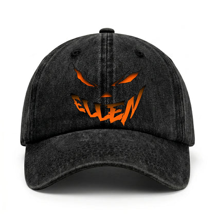 Your Name Jack O' Lantern Halloween Washed Cap ELLEN 13K1 C100PF