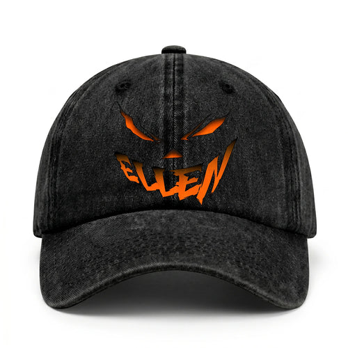 Your Name Jack O' Lantern Halloween Washed Cap ELLEN 13K1 C100PF
