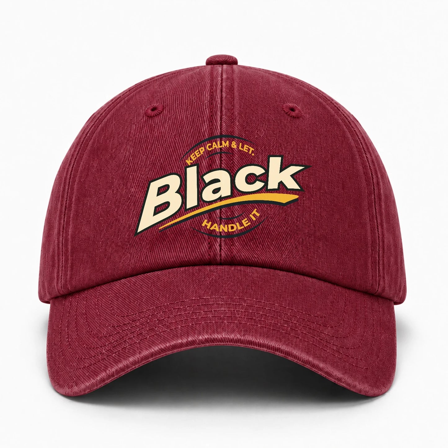 Keep Calm & Let Your Name Handle It Burgundy Washed Cap BLACK 13K1 C105PF