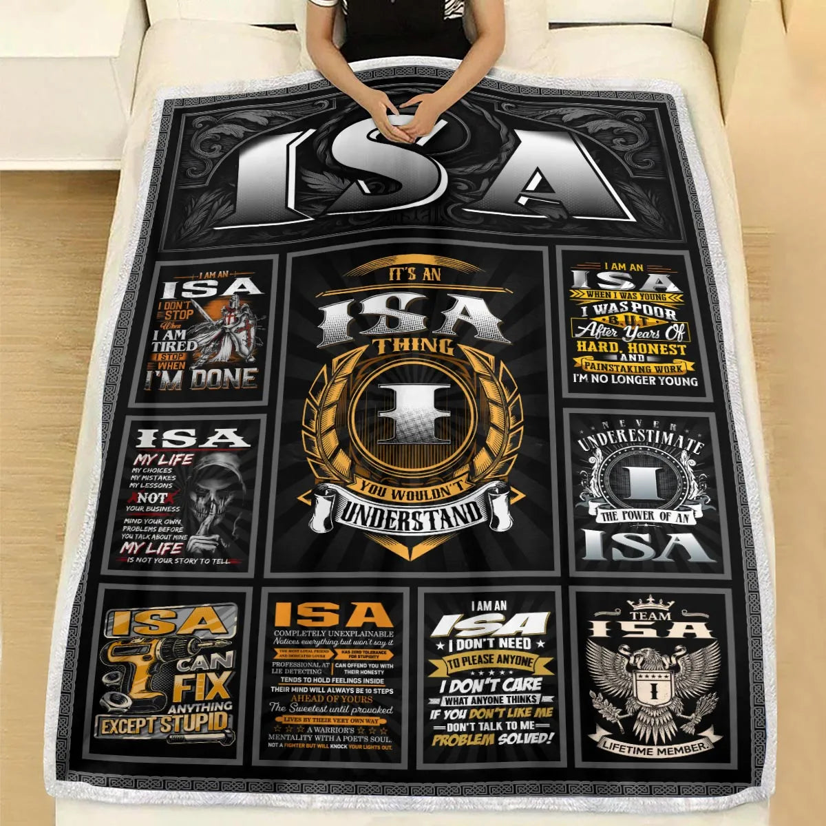 ISA Personalized Blanket | Custom Name Cozy Throw Gift 13K3-BK2