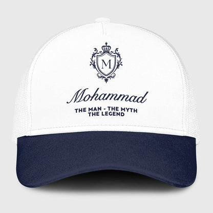 The Man The Myth The Legend Blue And White Baseball Mesh Cap MOHAMMAD 13K1 C186PF