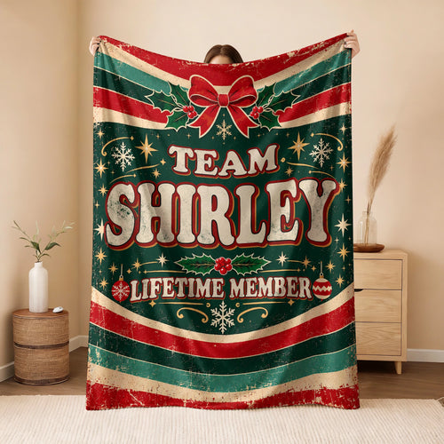 Team Your Name Lifetime Member Christmas Fleece Blanket SHIRLEY 13K1 BK52