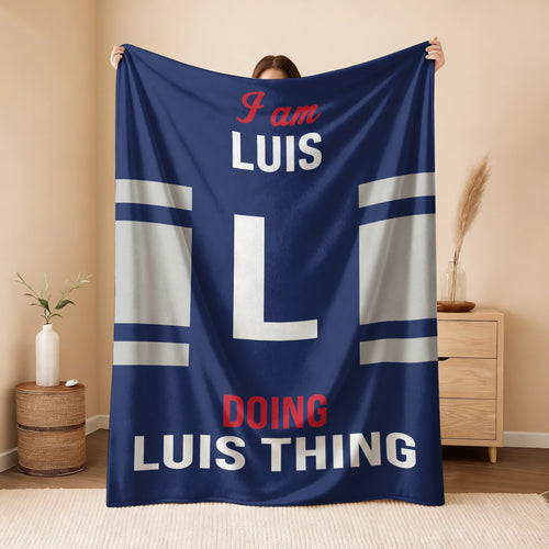 I'm Name Doing Name Things Navy Fleece Blanket LUIS 13K1 BK51