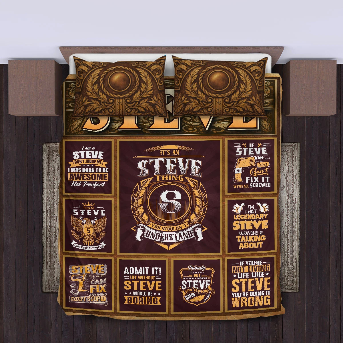 STEVE Limited Edition Personalized Bedding Set 13K1-BS3
