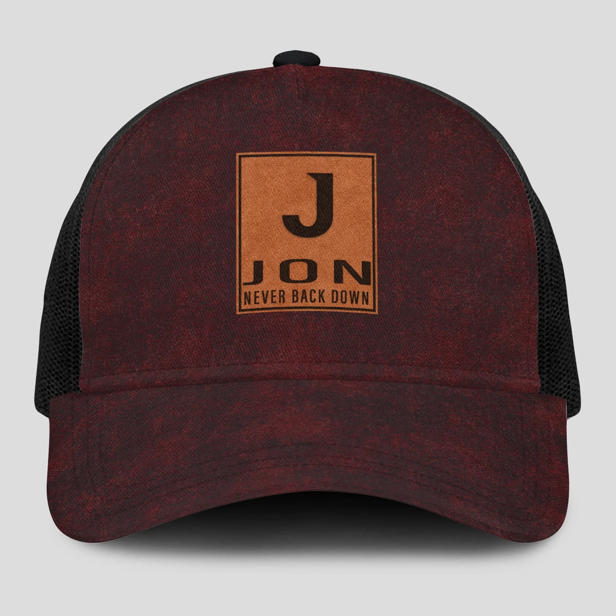 Never Back Down Burgundy And Black Mesh Cap JON 13K1 C208PF