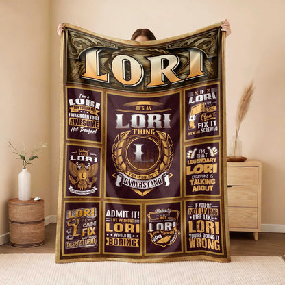 LORI Personalized Blanket | Custom Name Cozy Throw Gift 13K1-BK4