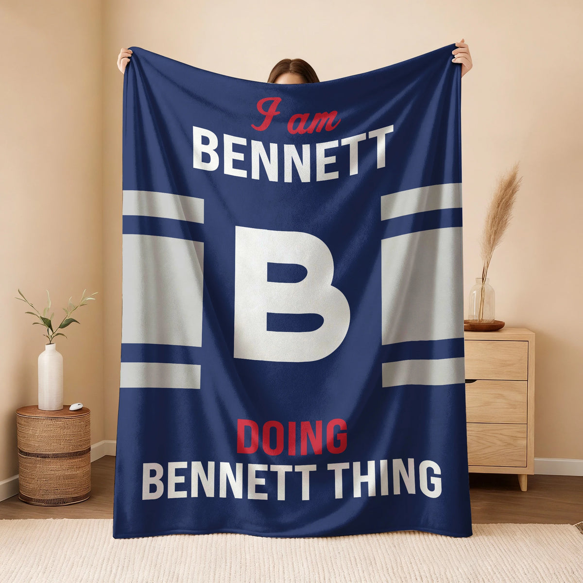 I'm Name Doing Name Things Navy Fleece Blanket BENNETT 13K1 BK51