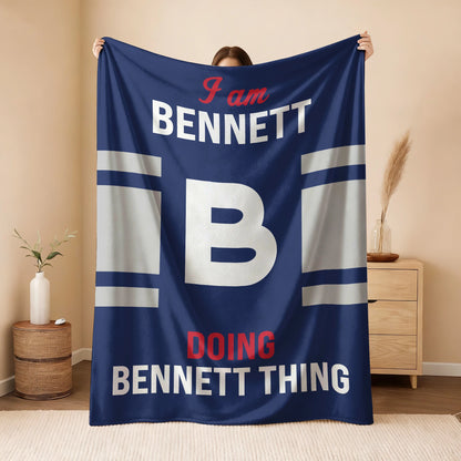 I'm Name Doing Name Things Navy Fleece Blanket BENNETT 13K1 BK51
