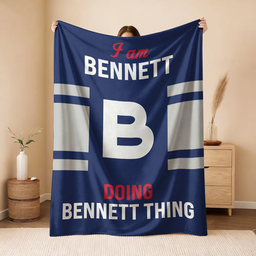 I'm Name Doing Name Things Navy Fleece Blanket BENNETT 13K1 BK51