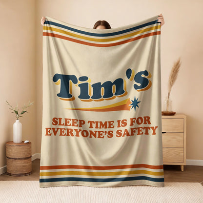Your Name's Sleep Time Funny Retro Fleece Blanket TIM 13K1 BK67