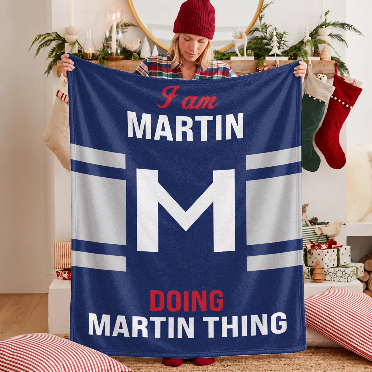 I'm Name Doing Name Things Navy Fleece Blanket MARTIN 13K1 BK51