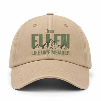 Team Your Name Lifetime Member Mountain Cap ELLEN 13K1 C58PF