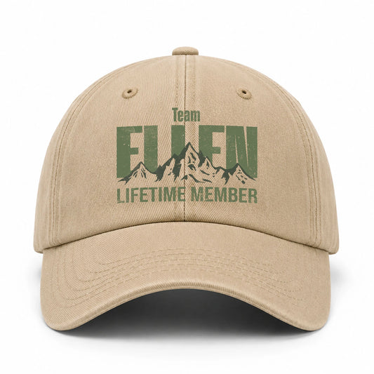 Team Your Name Lifetime Member Mountain Cap ELLEN 13K1 C58PF