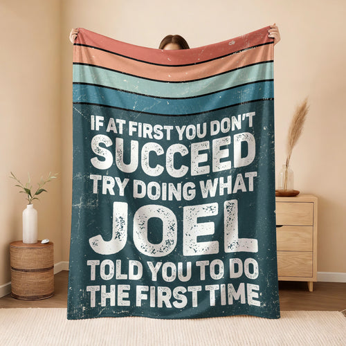 If At First You Don’t Succeed Retro Green Fleece Blanket JOEL 13K1 BK29