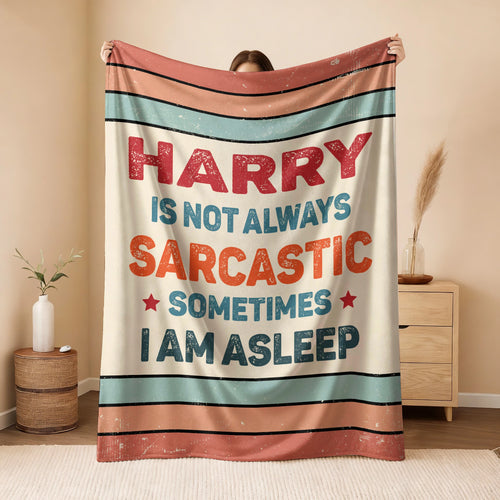 Your Name Sarcastic Funny Retro Fleece Blanket HARRY 13K1 BK62