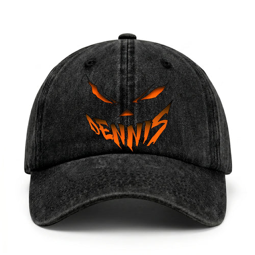 Your Name Jack O' Lantern Halloween Washed Cap DENNIS 13K1 C100PF
