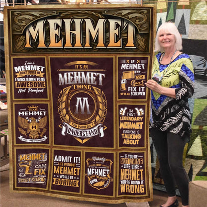 MEHMET Personalized Blanket | Custom Name Cozy Throw Gift 13K1-BK4