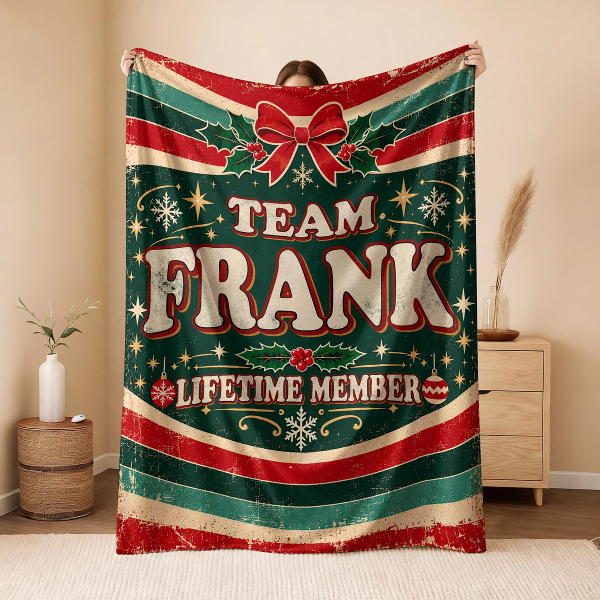 Team Your Name Lifetime Member Christmas Fleece Blanket FRANK 13K1 BK52