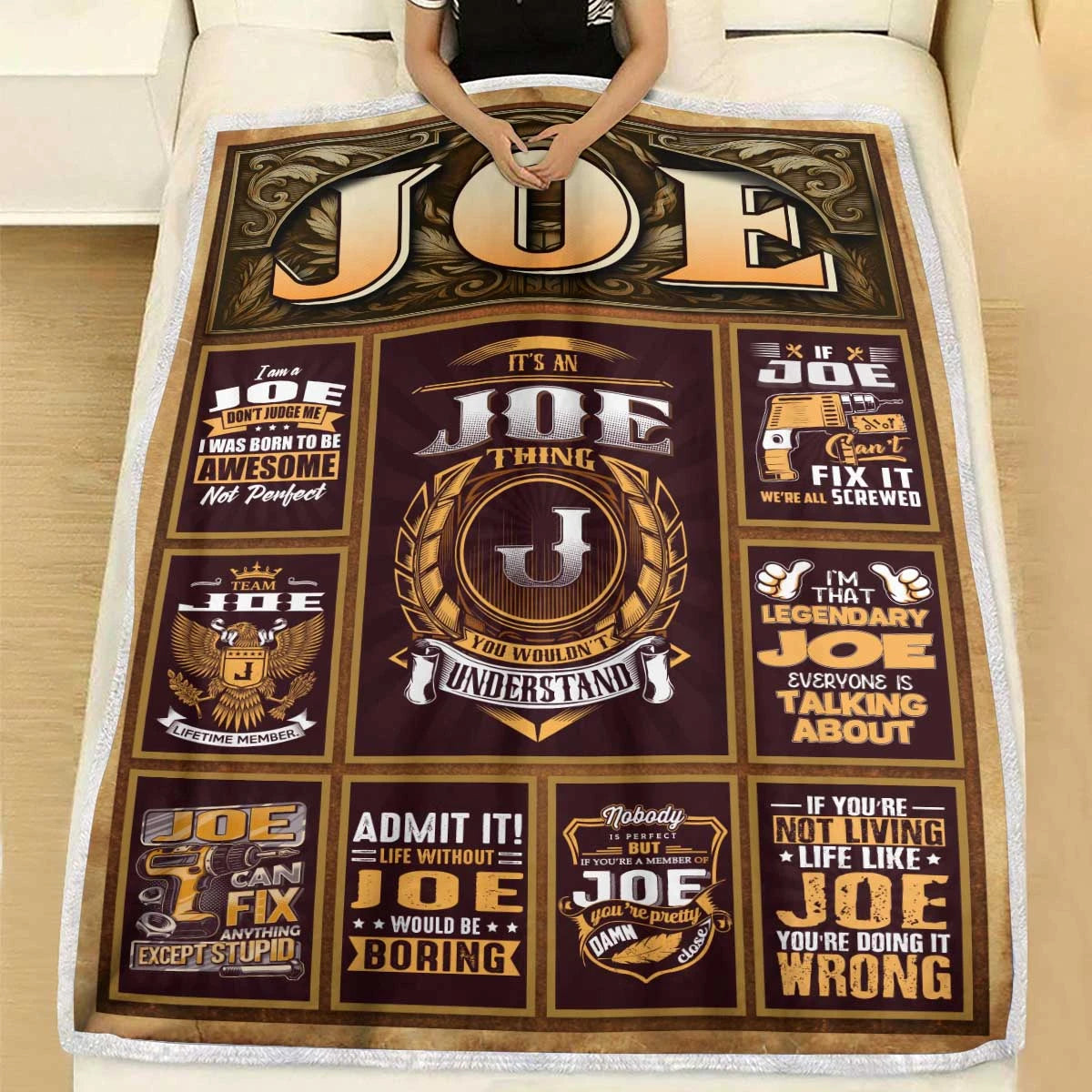 JOE Personalized Blanket | Custom Name Cozy Throw Gift 13K1-BK4