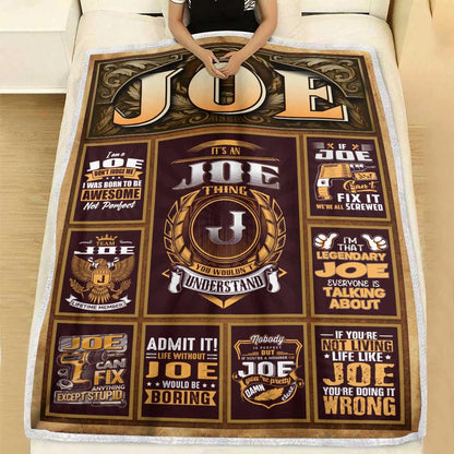 JOE Personalized Blanket | Custom Name Cozy Throw Gift 13K1-BK4