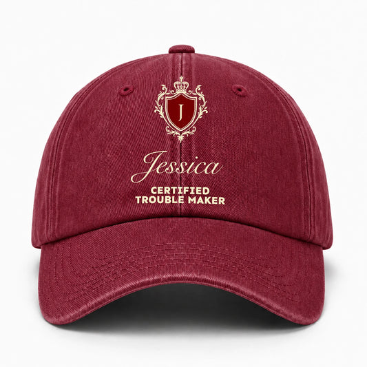 Certified Trouble Maker Royal Burgundy Washed Cap JESSICA 13K1 C139PF