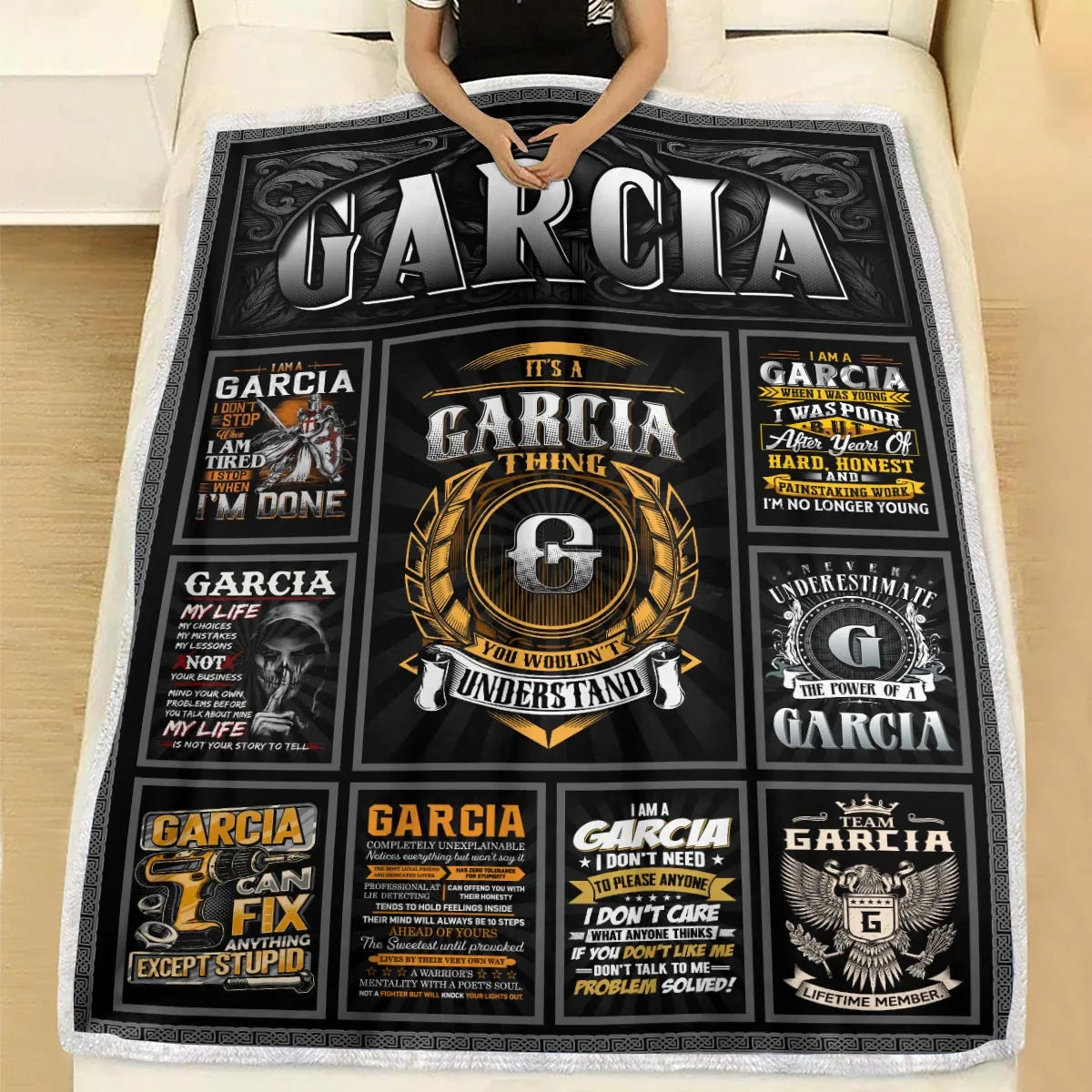 GARCIA Personalized Blanket | Custom Name Cozy Throw Gift 13K1-BK2