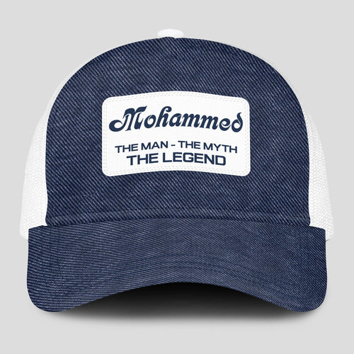 The Man The Myth The Legend Blue Denim Mesh Cap MOHAMMED 13K1 C194PF