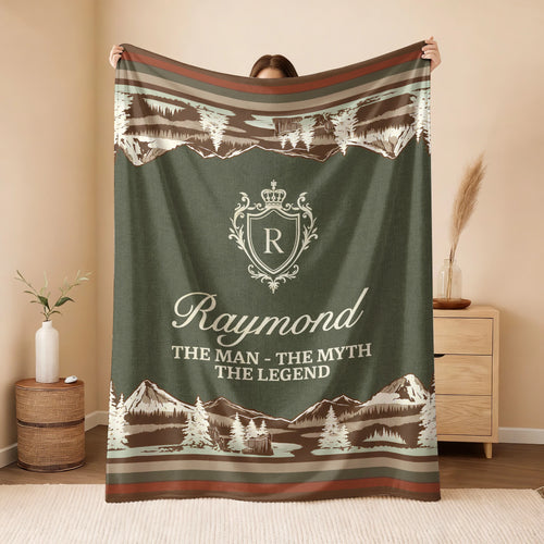 The Man The Myth The Legend Deer In Forest Brown Fleece Blanket RAYMOND 13K1 BK10