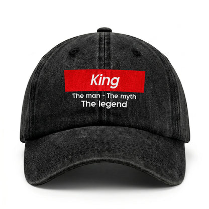 Your Name The Man The Myth The Legend Red Logo Washed Cap KING 13K1 C130PF
