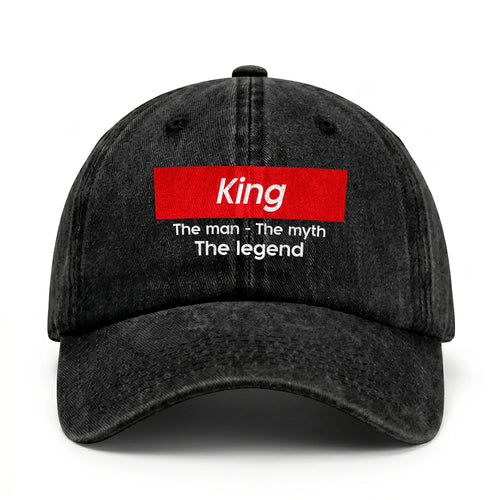Your Name The Man The Myth The Legend Red Logo Washed Cap KING 13K1 C130PF