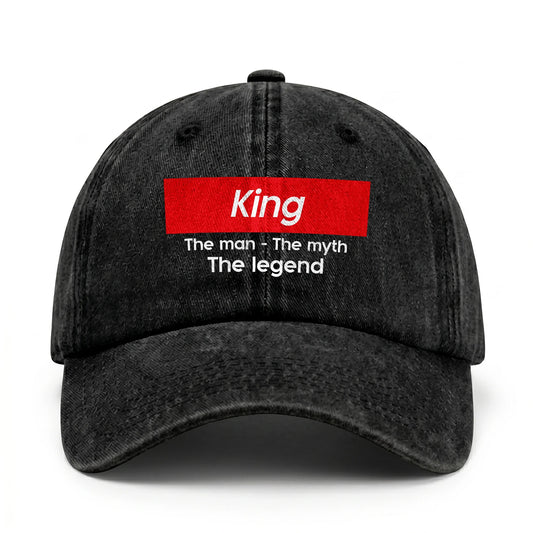 Your Name The Man The Myth The Legend Red Logo Washed Cap KING 13K1 C130PF