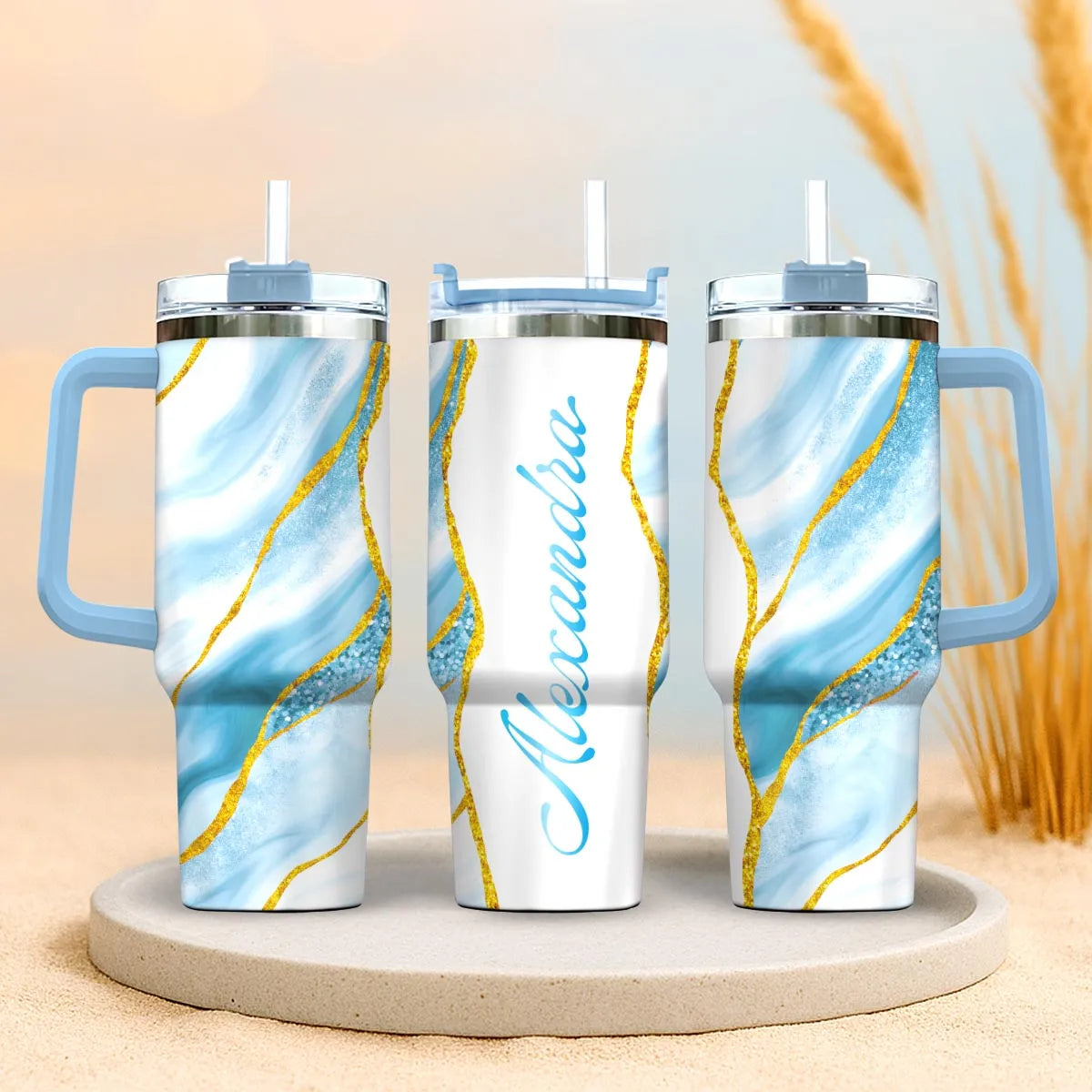 ALEXANDRA 40oz Personalized Tumbler Cup with Straw | Custom Stainless Steel Mug 13K1-TB1
