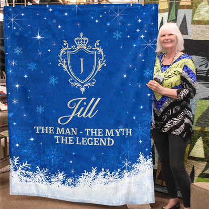 The Man The Myth The Legend Navy Christmas Fleece Blanket JILL 13K1 BK15