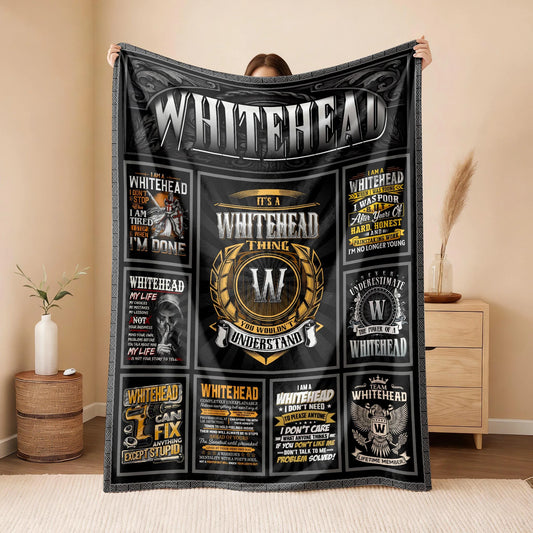 WHITEHEAD Personalized Blanket | Custom Name Cozy Throw Gift 13K5-BK2