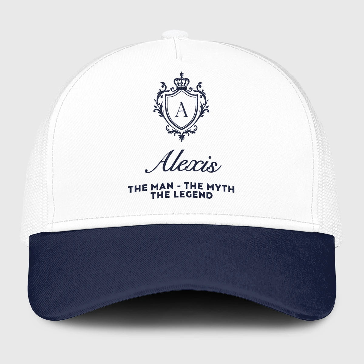 The Man The Myth The Legend Blue And White Baseball Mesh Cap ALEXIS 13K1 C186PF