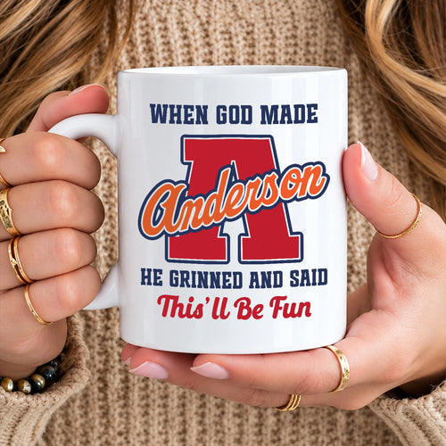 When God Made Your Name Personalized Baseball Mug ANDERSON 13K1 MG07