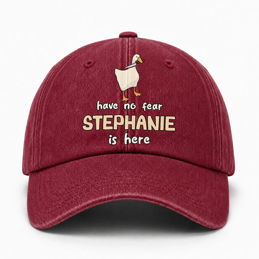 Have No Fear Your Name Is Here Funny Goose Burgundy Washed Cap STEPHANIE 13K1 C127PF