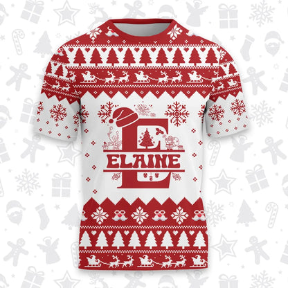 ELAINE Personalized Christmas T-Shirt Pajama Set - Holiday Gift Outfit 13K1-CR2