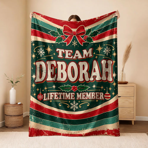 Team Your Name Lifetime Member Christmas Fleece Blanket DEBORAH 13K1 BK52