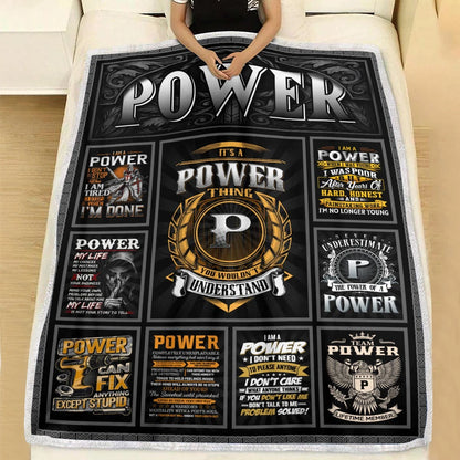 POWER Personalized Blanket | Custom Name Cozy Throw Gift 13K5-BK2