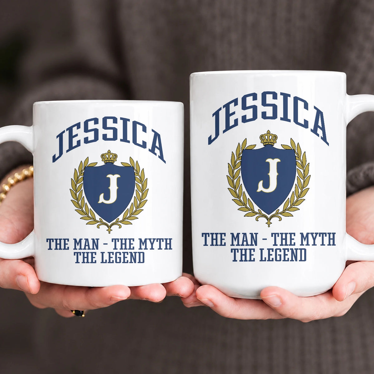 The Man The Myth The Legend Blue And Yellow Logo Mug JESSICA 13K1 MG24