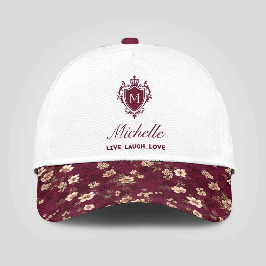 Live Laugh Love Floral Burgundy Cap MICHELLE 13K1 C112PF