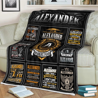 ALEXANDER Personalized Blanket | Custom Name Cozy Throw Gift 13K1-BK2