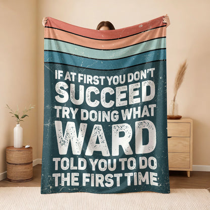If At First You Don’t Succeed Retro Green Fleece Blanket WARD 13K1 BK29
