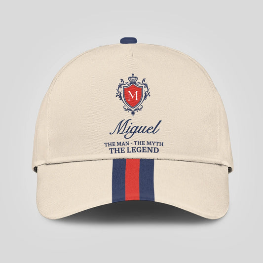 The Man The Myth The Legend Blue And Red Striped Cap MIGUEL 13K1 C117PF