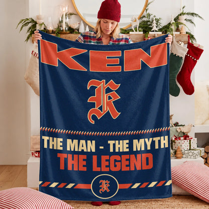 The Man The Myth The Legend Retro Fleece Blanket KEN 13K1 BK53
