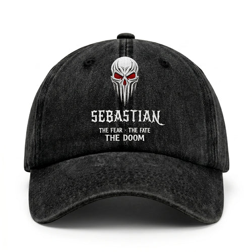 Your Name The Fear The Fate The Doom Skull Washed Cap SEBASTIAN 13K1 C98PF