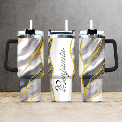 BENJAMIN 40oz Personalized Tumbler Cup with Straw | Custom Stainless Steel Mug 13K1-TB1