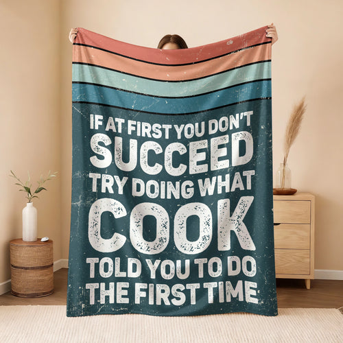 If At First You Don’t Succeed Retro Green Fleece Blanket COOK 13K1 BK29