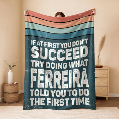 If At First You Don’t Succeed Retro Green Fleece Blanket FERREIRA 13K1 BK29